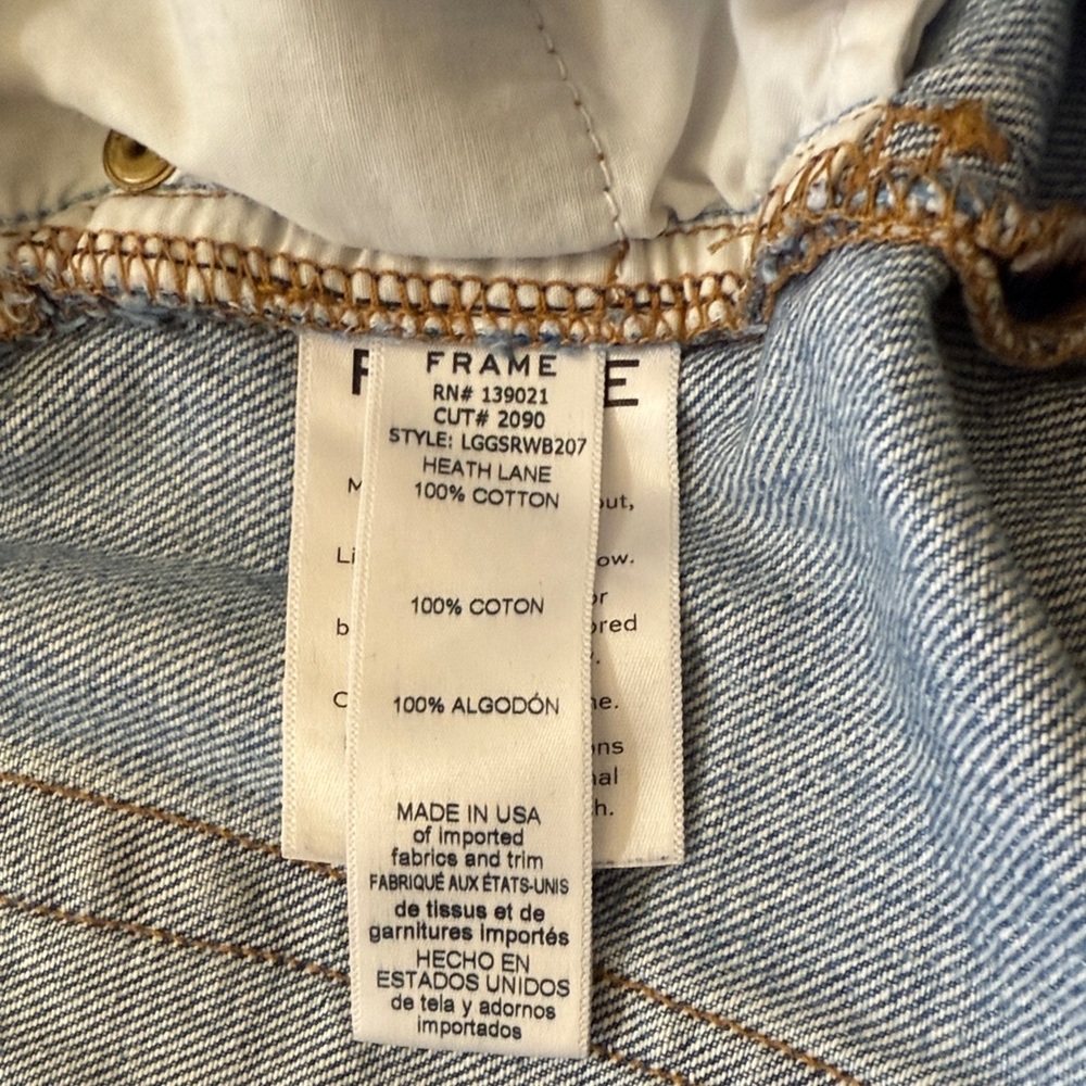 Frame Denim High Rise Shorts Size 33 Le Grand Garcon Distressed Light Wash Jean - Picture 7 of 11